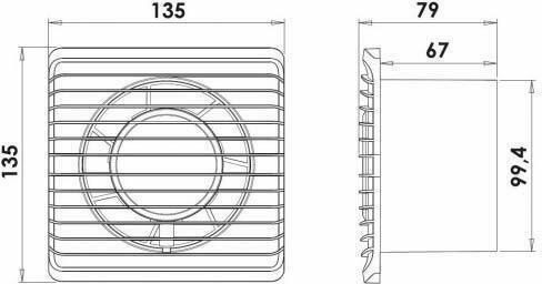 AirRoxy Planet Energy 125 S Wall-mounted Ventilator Bathroom 125mm White