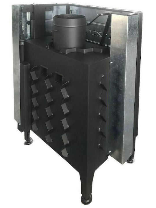 Lazaru e-CORNER 70/51 Wood Fireplace Insert Fan Heater with Right Corner Window 11kW with Fan Kit