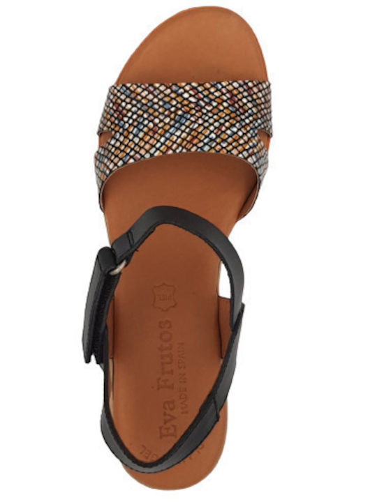 Anatomic Women's Leather Ankle Strap Platforms Black/Multicolor
