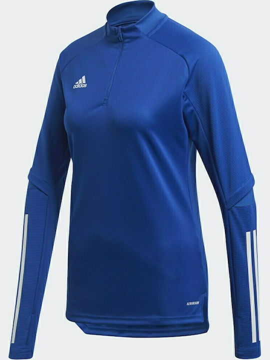 Adidas Condivo 20 Women's Athletic Blouse Long Sleeve with Zipper Royal Blue
