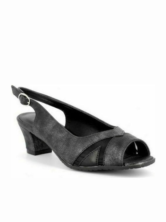 B-Soft Peep Toe Pantofi cu toc cu Curea Negre