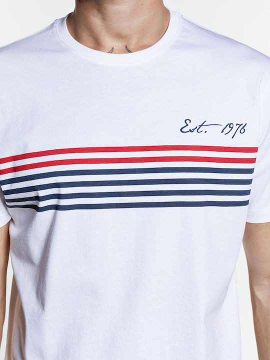 Snta T-shirt με Τύπωμα Stripes Est.1976 - Λευκό