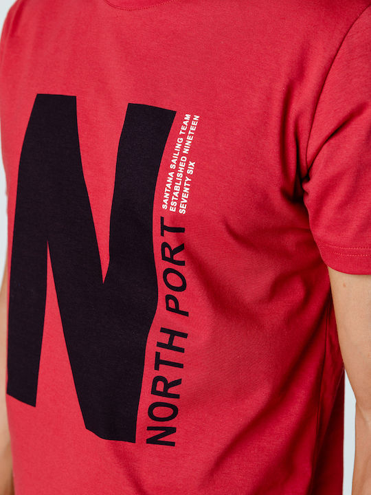 Snta T-Shirt mit Big N NORTH PORT Aufdruck - Rot