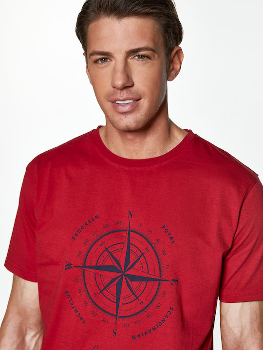 RedGreen T-shirt with Compass Print - Red