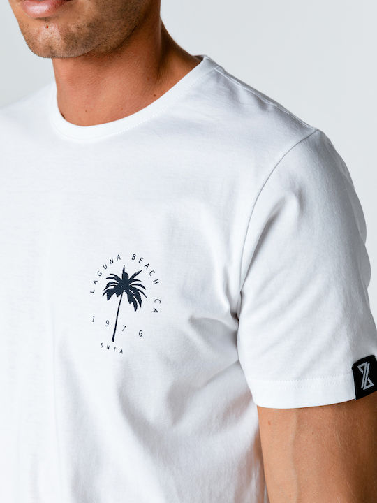 Snta T-shirt with Laguna Palmtree Print - White