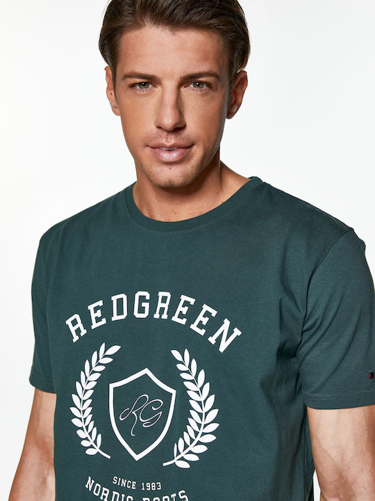 RedGreen T-Shirt mit Nordic Roots Aufdruck - Grün