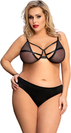 Queen Lingerie 2 Pieces Set Sexy Σετ Εσωρούχων με Διαφάνεια Black 2τμχ