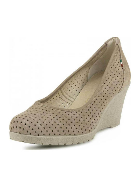 Anatomic Leather Pointed Toe Gold Medium Heels