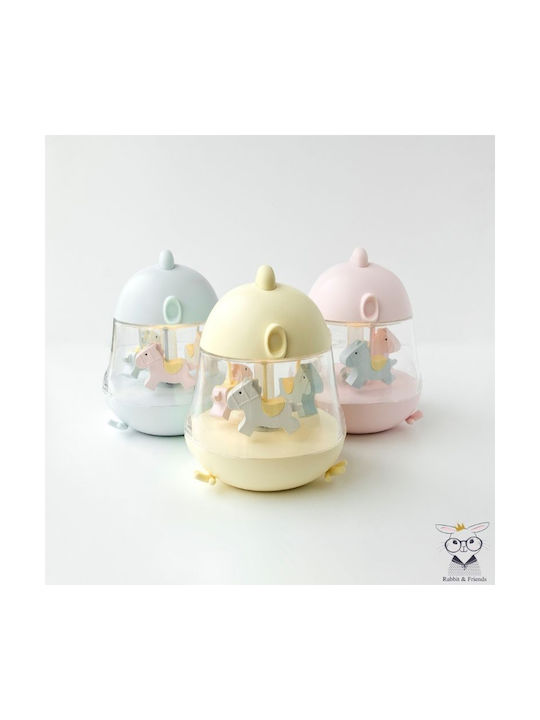 Rabbit & Friends Περιστρεφόμενο Παιδικό Διακοσμητικό Φωτιστικό Αφής Carousel με Εναλλαγές Χρωματισμών Ροζ 12.1x13x15.7εκ.