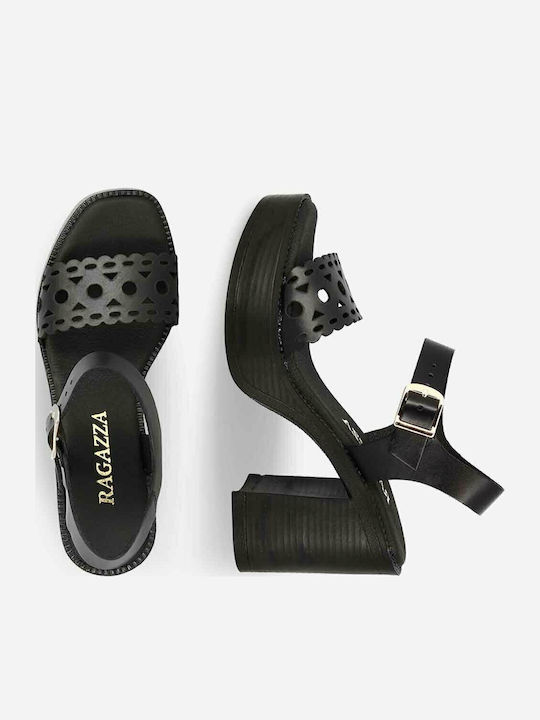 Din piele Sandale Negre