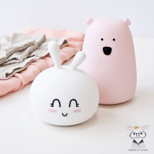 Rabbit & Friends Нощна Светлина Мечка Батерии Розова