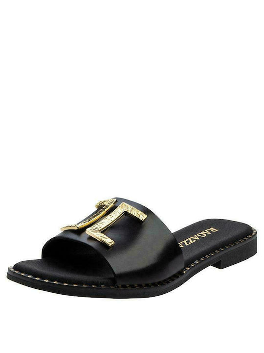 Ragazza Leather Women's Flat Sandals Anatomic in Black Color