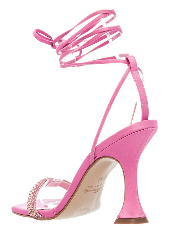 Stoff Sandalen mit Strass Rosa