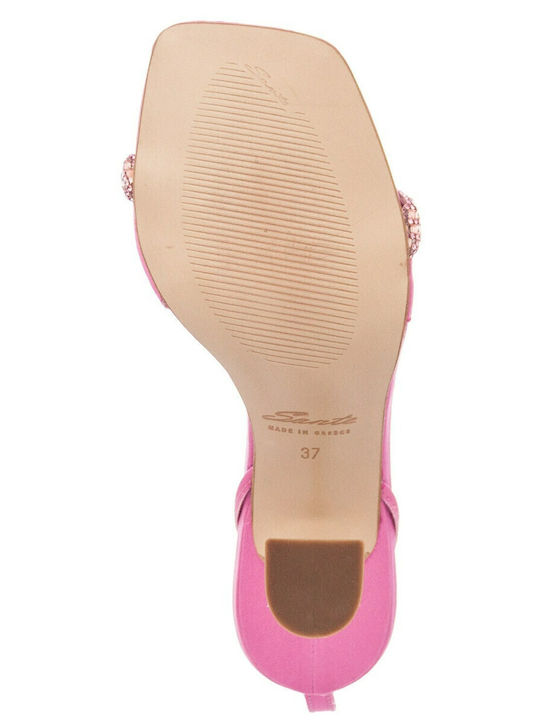 Stoff Sandalen mit Strass Rosa