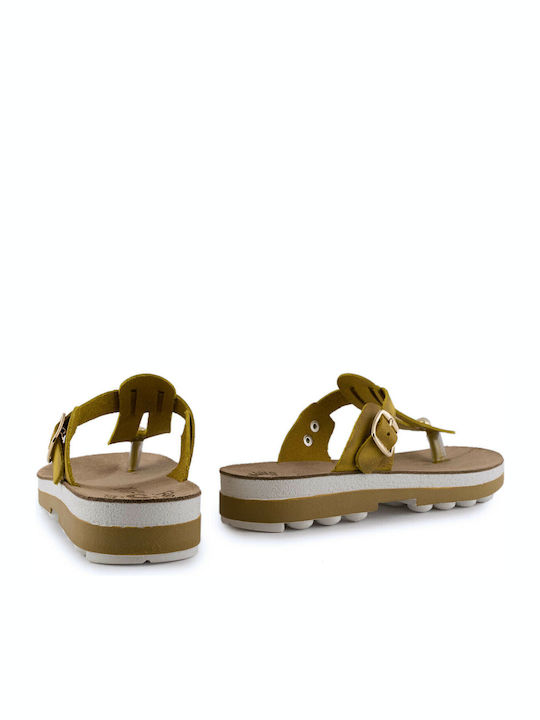 Mirabella Din piele Sandale casual damă în Culoare Galben
