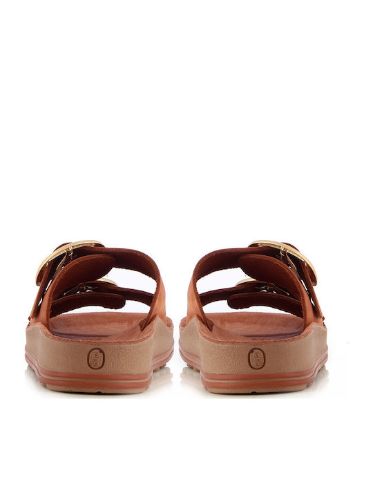 Despoina Leder Flache Damen Anatomisch Sandalen Orange