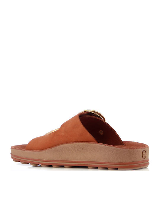Despoina Leder Flache Damen Anatomisch Sandalen Orange