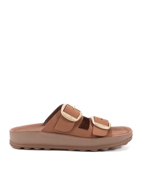 Despoina Leder Flache Damen Anatomisch Sandalen Orange