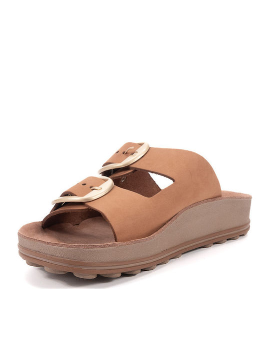 Despoina Leder Flache Damen Anatomisch Sandalen Orange