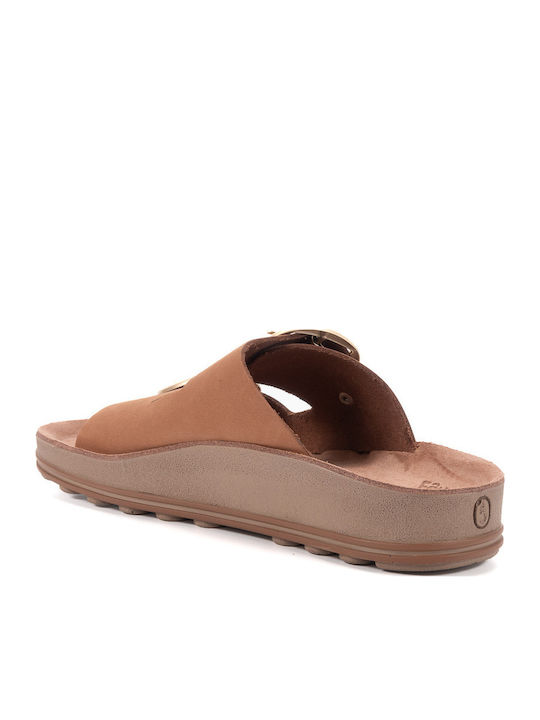 Despoina Leder Flache Damen Anatomisch Sandalen Orange