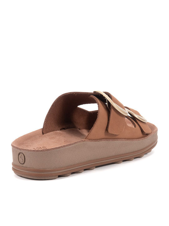Despoina Leder Flache Damen Anatomisch Sandalen Orange