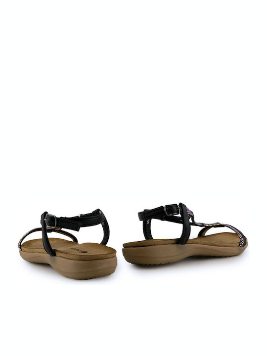 95-096 Women's Flat Sandals in Black Color