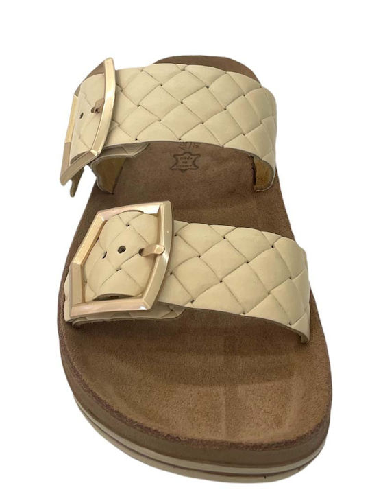 Taylor S331 Δερμάτινα Γυναικεία Ανατομικά Σανδάλια Beige Softy S331