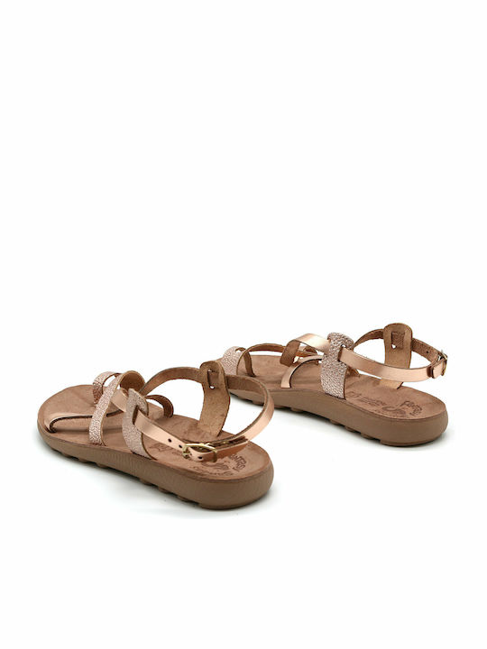 Δερμάτινα Γυναικεία Ανατομικά Σανδάλια Rosegold