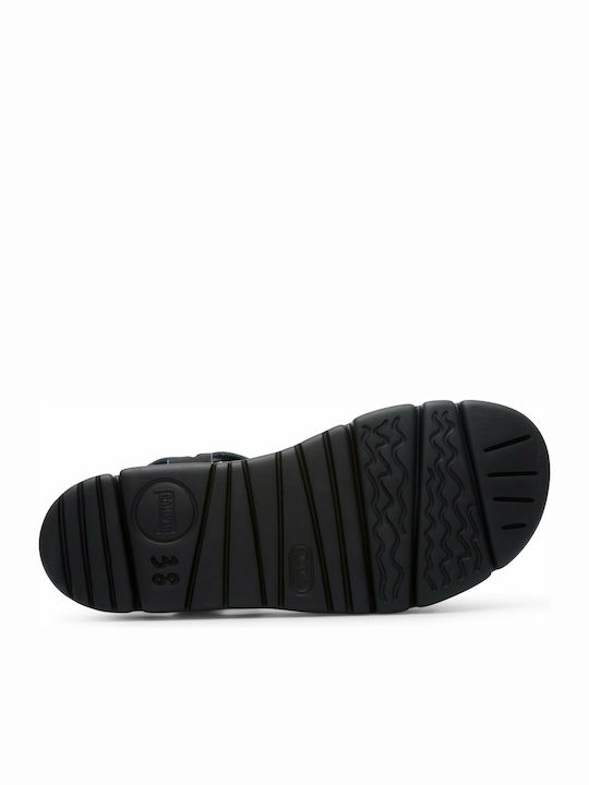 Oruga Up Leather Women's Flat Sandals Anatomic Sporty Flatforms in Black Color
