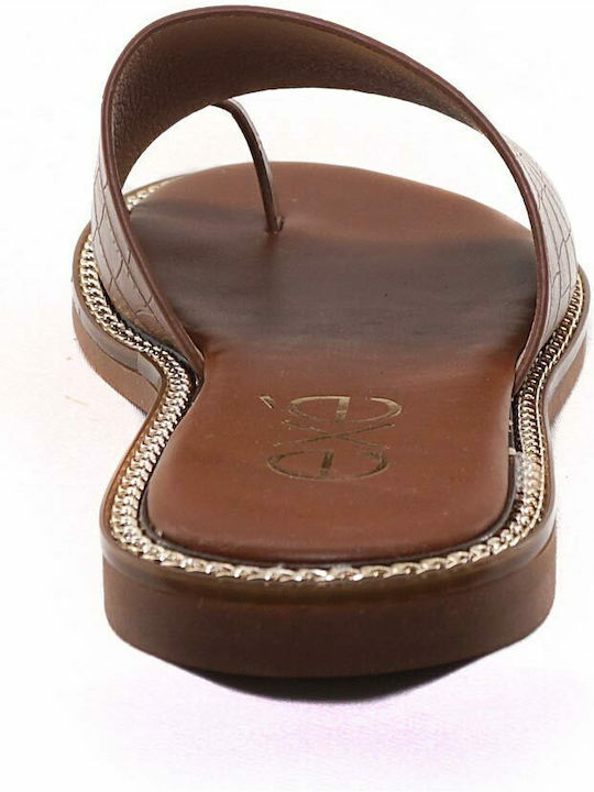 Women's Flat Sandals in Tabac Brown Color