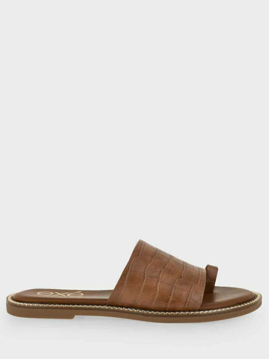 Women's Flat Sandals in Tabac Brown Color