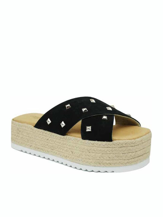 Tahiti Γυναικεία Σανδάλια Flatforms Μαύρα