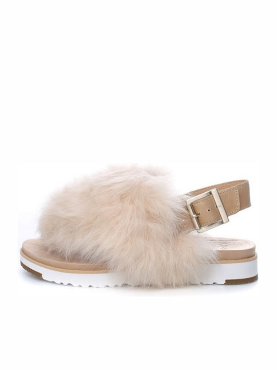 Holly Women's Flat Sandals in Beige Color