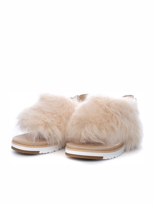 Holly Women's Flat Sandals in Beige Color