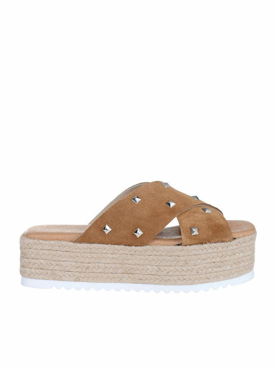 Tahiti Γυναικεία Σανδάλια Flatforms Ταμπά