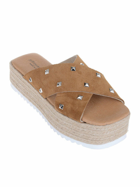 Tahiti Γυναικεία Σανδάλια Flatforms Ταμπά