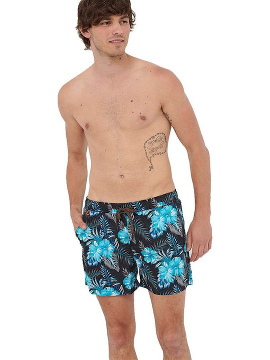 Men's Swimwear Shorts Black / Blue Floral
