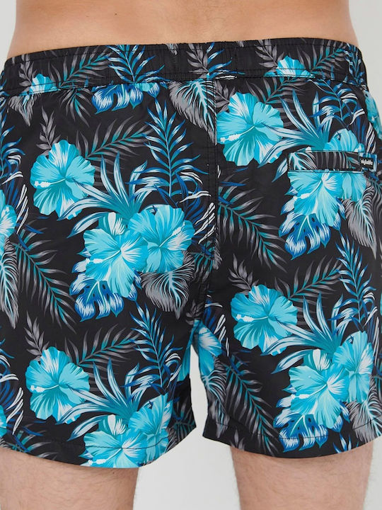 Funky Buddha Men's Swimwear Shorts Black / Blue Floral
