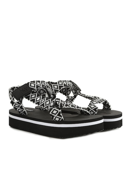 Camping2-A Γυναικεία Σανδάλια Flatforms Μαύρα
