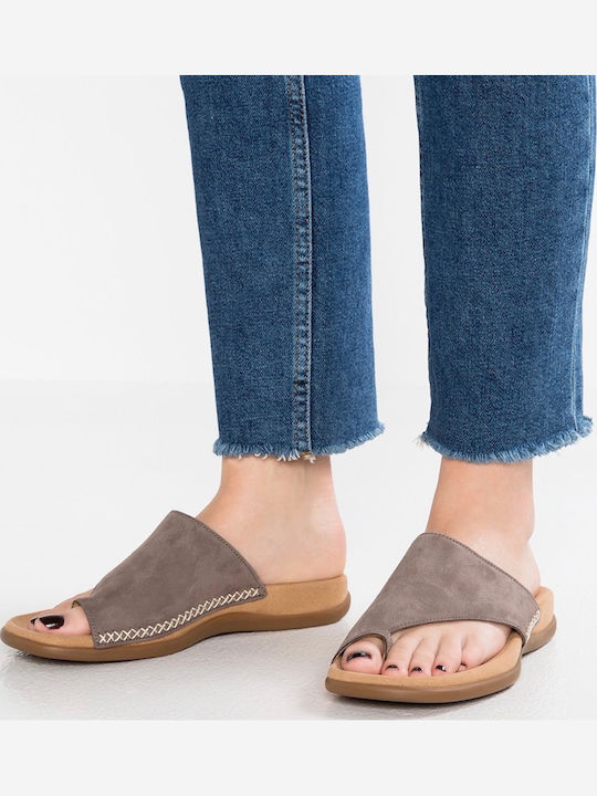 03700 Leather Women's Flat Sandals Anatomic in Gray Color