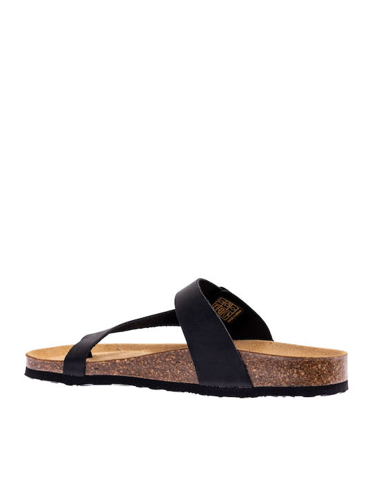 Leather Women's Flat Sandals Anatomic in Black Color