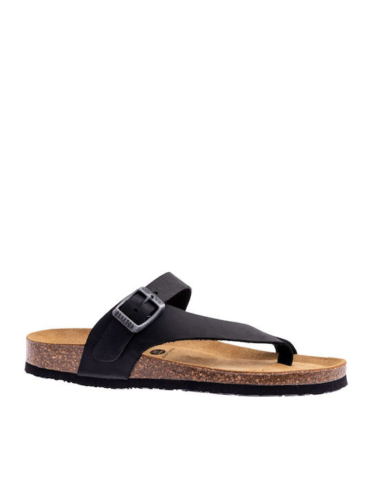 Leather Women's Flat Sandals Anatomic in Black Color