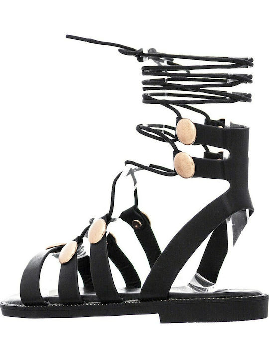 Women's Flat Sandals Gladiator in Black Color