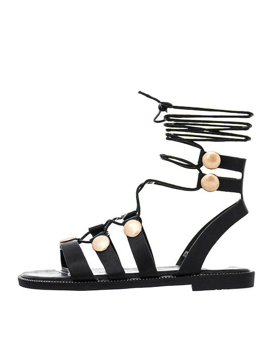 Women's Flat Sandals Gladiator in Black Color