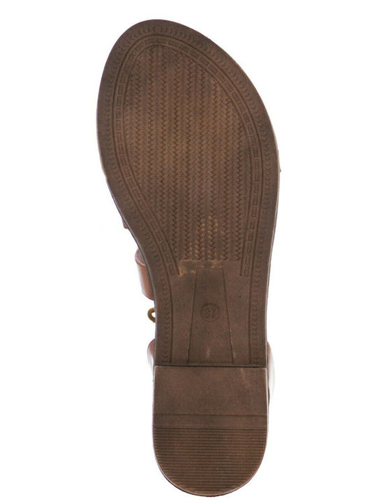 Leather Women's Flat Sandals Gladiator Camel