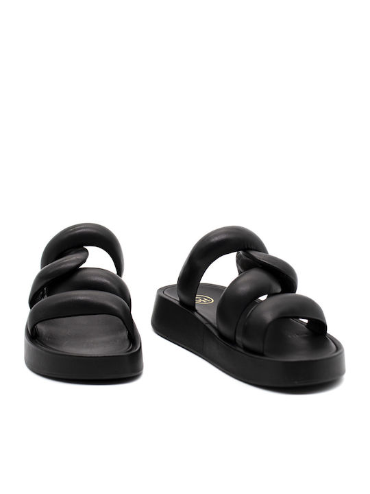 Versus Leather Women's Flat Sandals in Black Color