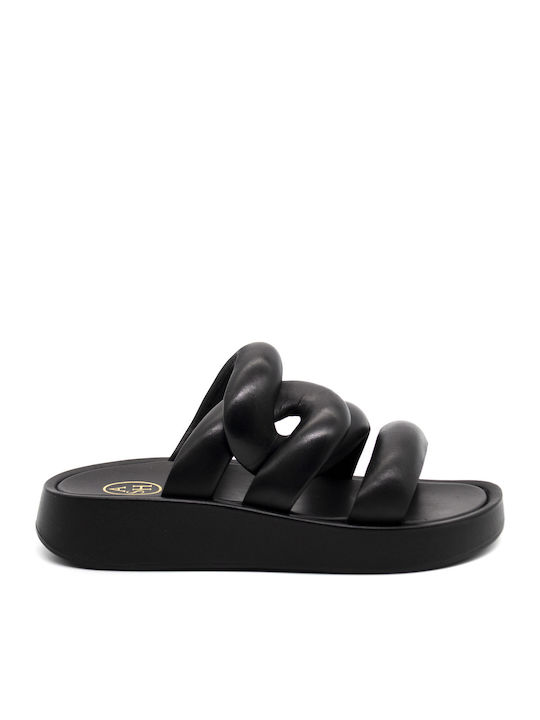 Versus Leather Women's Flat Sandals in Black Color