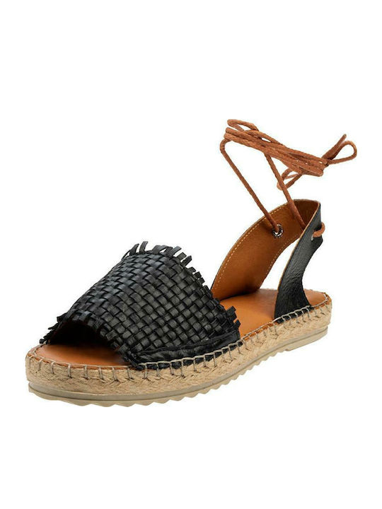 Leather Women's Flat Sandals Anatomic in Black Color