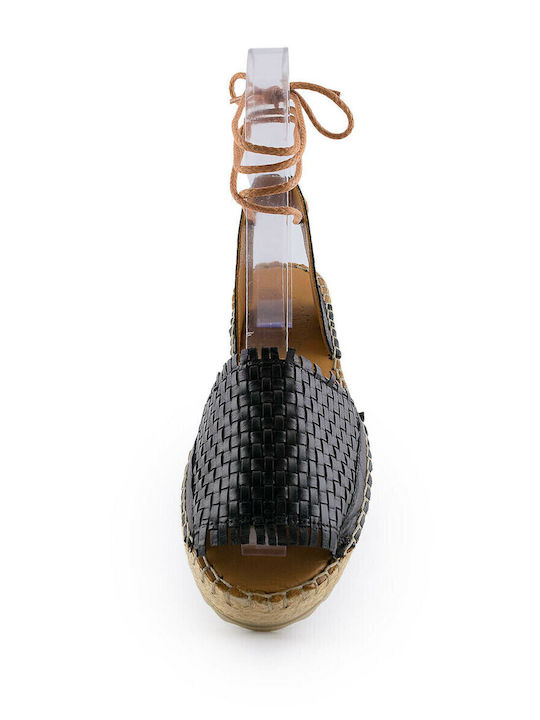 Leather Women's Flat Sandals Anatomic in Black Color