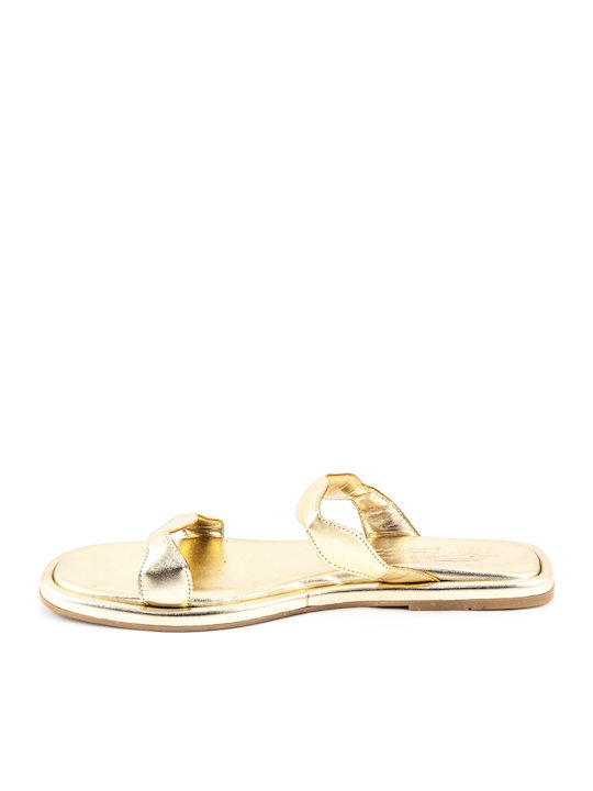 Women's Flat Sandals in Gold Color
